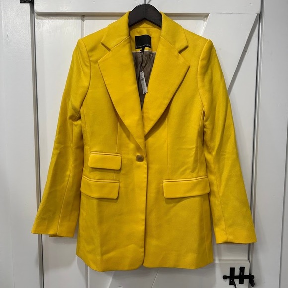 Banana Republic Jackets & Blazers - Banana Republic Womens Blazer Size 2 Yellow Single Button Jacket 100% Wool NEW